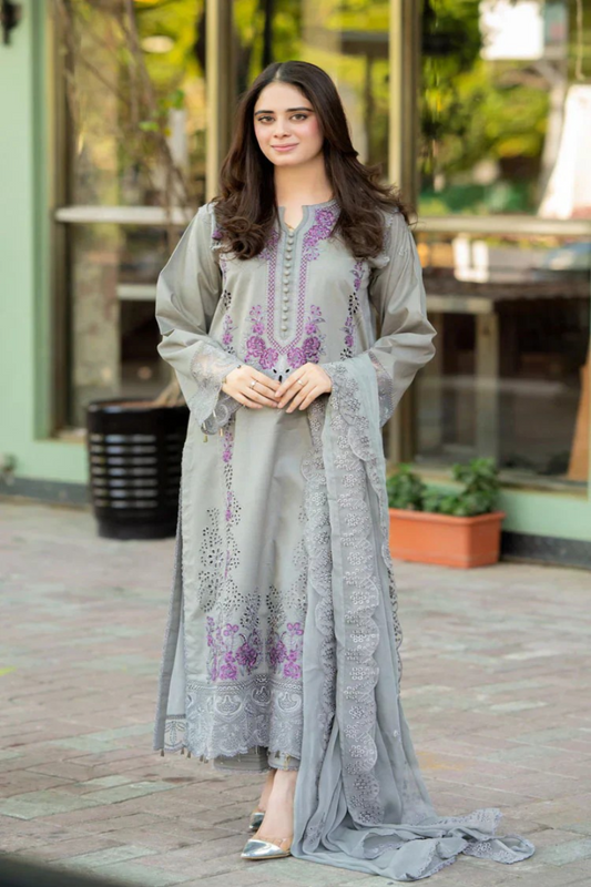 ZN1047 - Mushq - 3PC Lawn ChickenKari Embroidered Suit