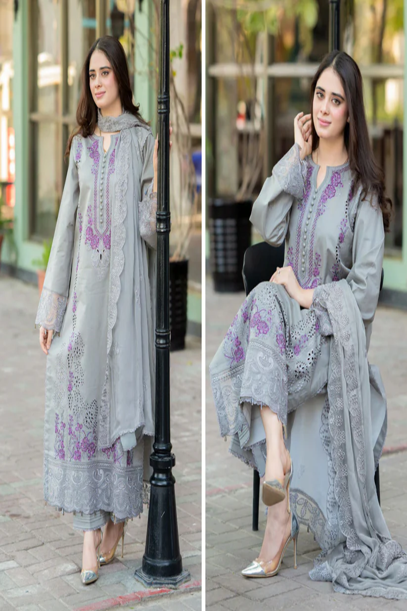 ZN1047 - Mushq - 3PC Lawn ChickenKari Embroidered Suit