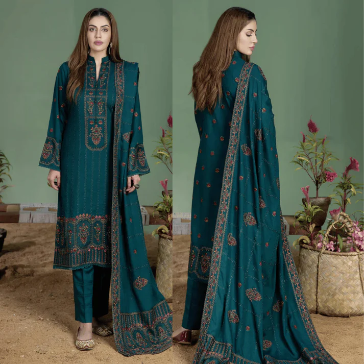 Mohagni - Winter 3PC Dhanak Embroidered Suit - VL1101